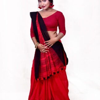 Pure Cotton Red Handloom Jamdani