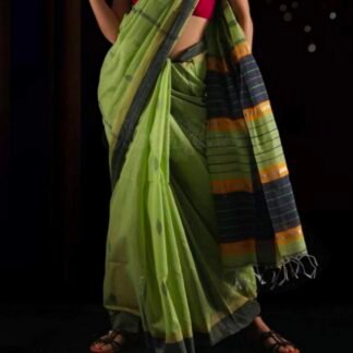 Pesta green small motif blended silk saree